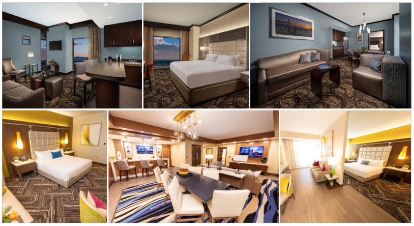 Five pictures of rooms at Wild Horse Pass